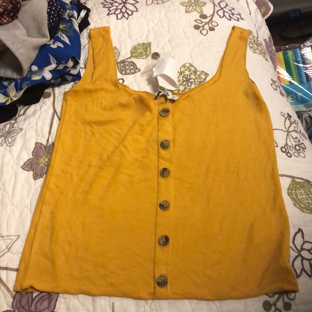 Yellow button down tank